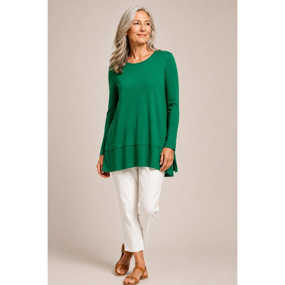 Relaxed Green Long Sleeve Tunic Top